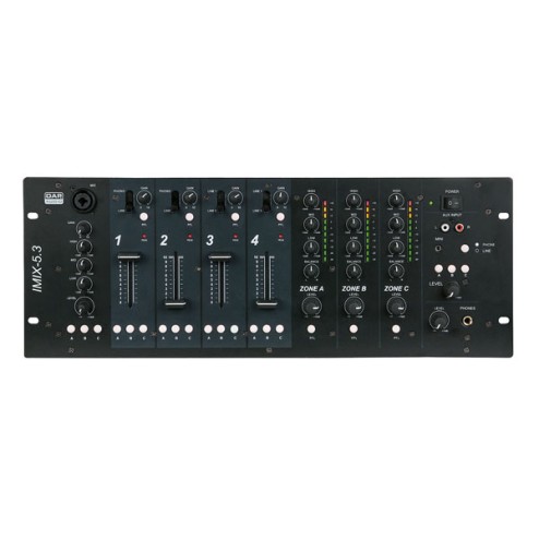 'DAP-Audio IMIX-5.3 Mixer installazione 4U 5 canali, 3 zone'
