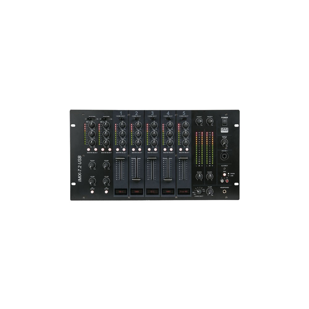 'DAP-Audio IMIX-7.2 USB Mixer USB installazione 6U 7 canali, 2 zone'