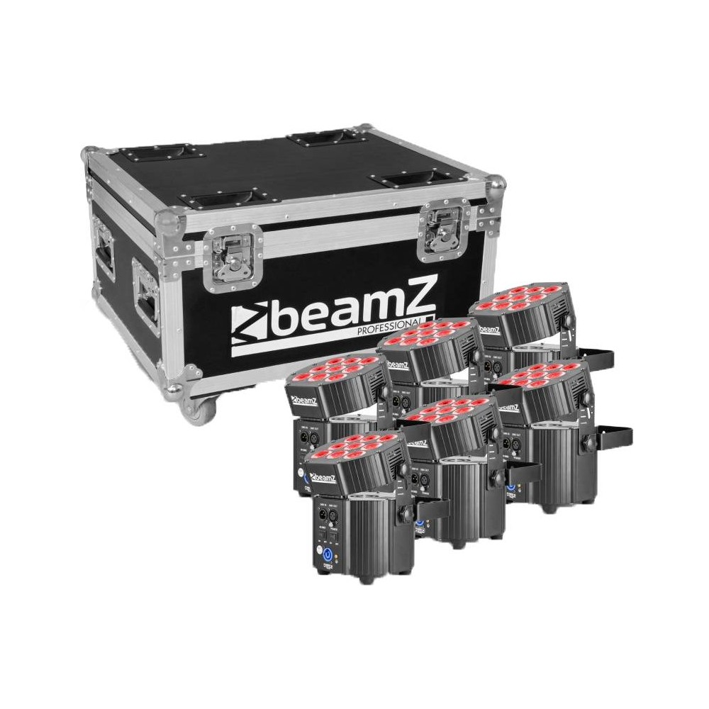 BEAMZ BBP60 UPLIGHTER SET 6PCS Kit di 6 fari RGBWA-UV con flightcase