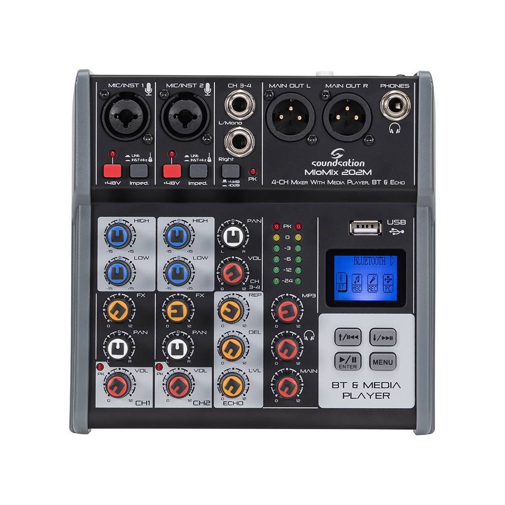 SOUNDSATION MIOMIX 202M Mixer Professionale a 4 Canali con Bluetooth