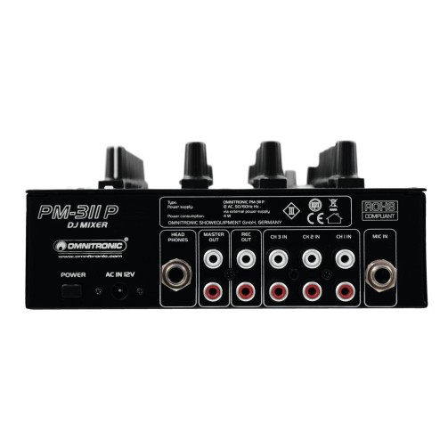 OMNITRONIC PM-311P DJ Mixer DJ a 3 canali con lettore mp3