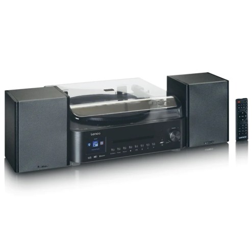 LENCO MC-460BK Impianto stereo HiFi con giradischi, CD, radio DAB+/FM e Bluetooth