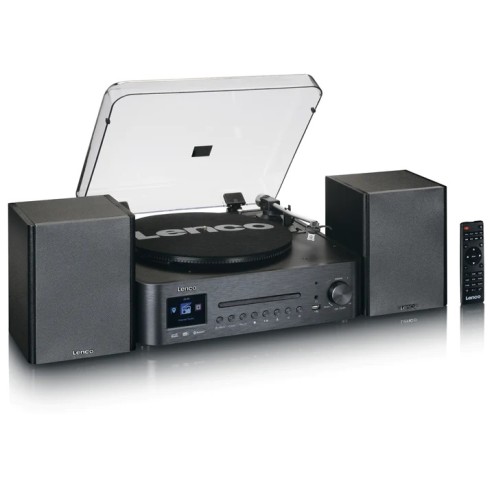 LENCO MC-460BK Impianto stereo HiFi con giradischi, CD, radio DAB+/FM e Bluetooth