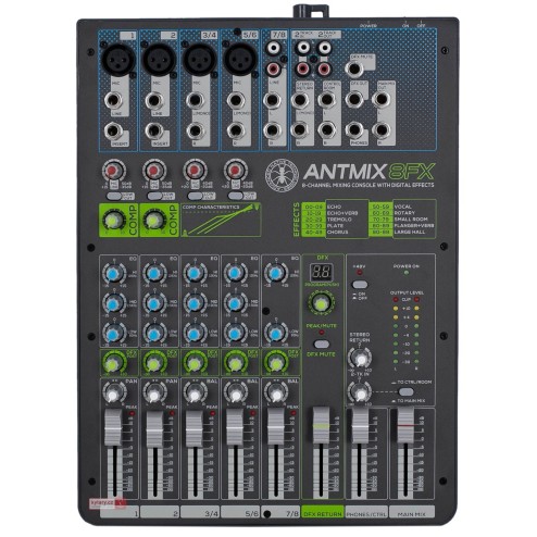 ANT ANTMIX 8FX CONSOLLE MIXER A 8 CANALI
